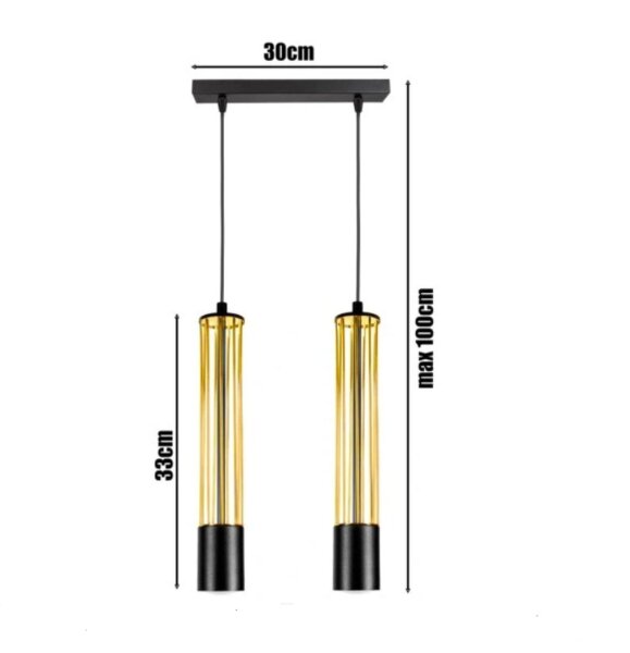 Hängelampe Metall GU10 35 cm lang Schwarz Gold stilvoll