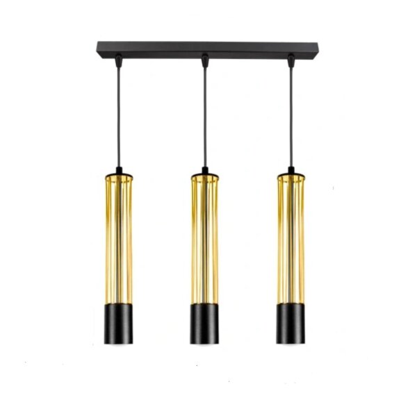 Pendelleuchte Metall GU10 L:55 cm Schwarz Gold 3-flmg