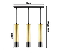 Pendelleuchte Metall GU10 L:55 cm Schwarz Gold 3-flmg