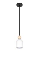 Wohnliche Hängelampe Metall Holz E27 Ø11 cm rund