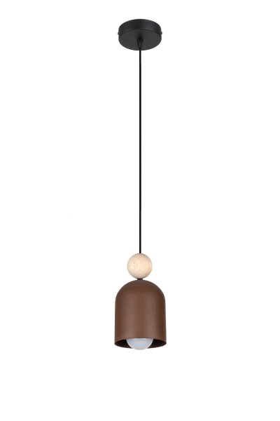 Wohnliche Hängelampe Rostbraun Metall Holz E27 Ø11 cm