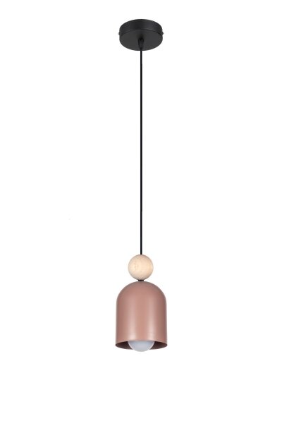 Gemütliche Pendelleuchte Rosa Metall Holz E27 Ø11 cm