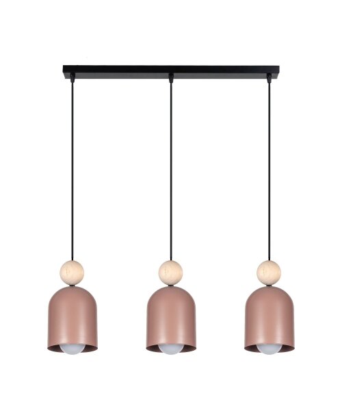 Pendelleuchte Pink Metall Holz 3-flammig E27 66 cm lang