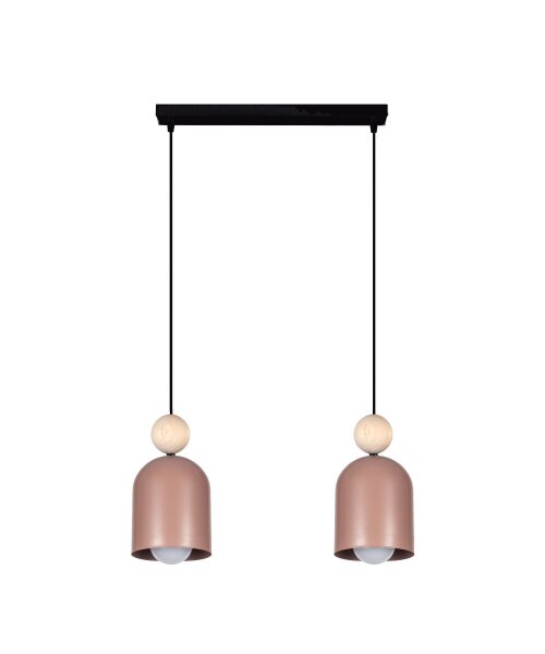 Pendelleuchte Pink Metall Holz 2-flammig E27 46 cm lang