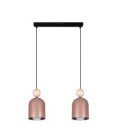 Pendelleuchte Pink Metall Holz 2-flammig E27 46 cm lang