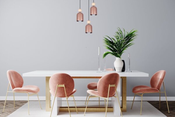 Runde Pendelleuchte Pink Metall Holz 3-flmg E27 Ø36 cm