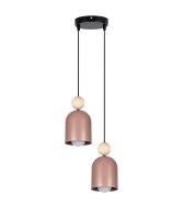 Runde Pendelleuchte Pink Metall Holz 2-flmg E27...