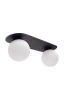 Deckenlampe Glas Metall E27 2-flammig Schwarz Wei&szlig;