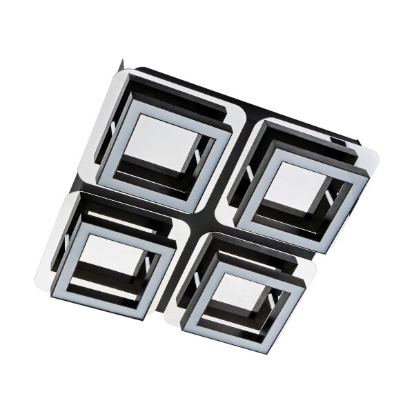 Deckenleuchte LED B: 25 cm Edelstahl in Schwarz Chrom 4200 K