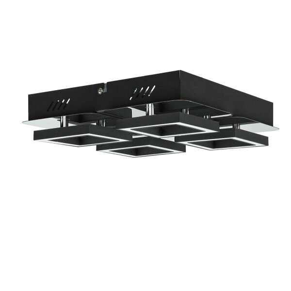 Deckenleuchte LED B: 25 cm Edelstahl in Schwarz Chrom 4200 K