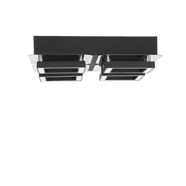 Deckenleuchte LED B: 25 cm Edelstahl in Schwarz Chrom 4200 K