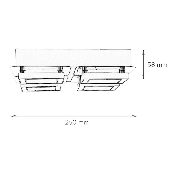 Deckenleuchte LED B: 25 cm Edelstahl in Schwarz Chrom 4200 K