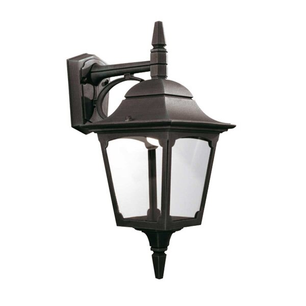 Außenwandleuchte Schwarz Alu Glas IP44 E27 H:44 cm Hof