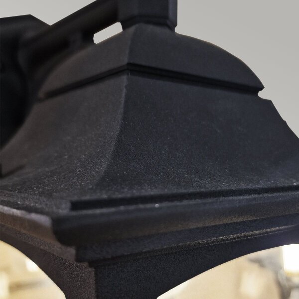 Außenwandleuchte Schwarz Alu Glas IP44 E27 H:44 cm Hof