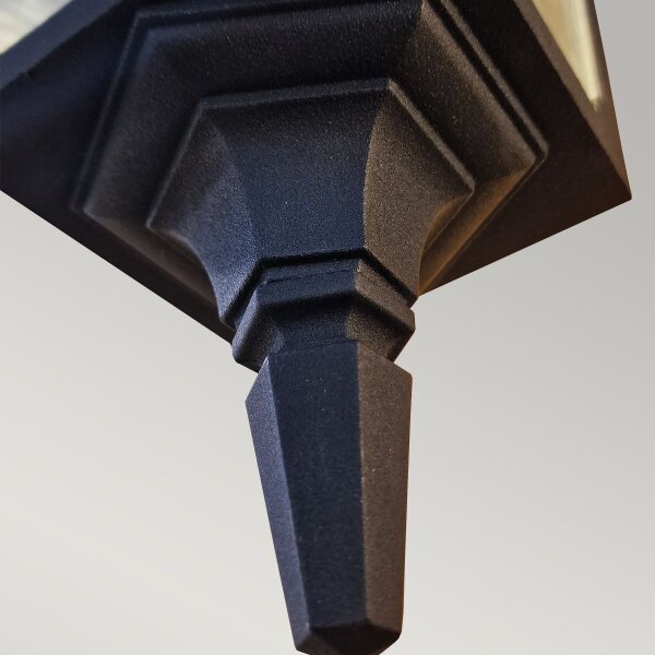 Außenwandleuchte Schwarz Alu Glas IP44 E27 H:44 cm Hof