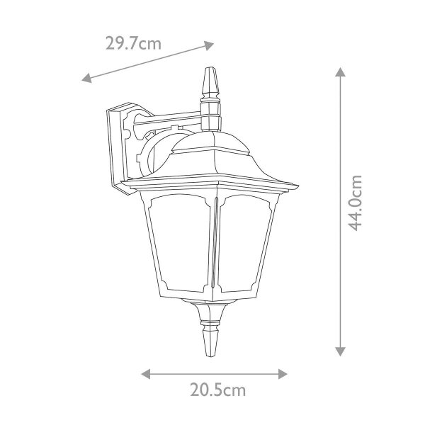 Außenwandleuchte Schwarz Alu Glas IP44 E27 H:44 cm Hof