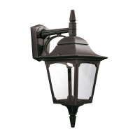Au&szlig;enwandleuchte Schwarz Alu Glas IP44 E27 H:44 cm Hof