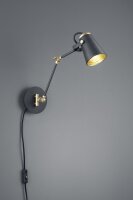 Beweglicher Wandspot Metall Schwenkarm H:25 cm Schwarz
