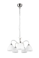 Blendarme Pendelleuchte Metall Glas Nickel Weiß 5-flmg