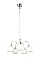 Blendarme Pendelleuchte Metall Glas Nickel Weiß 5-flmg