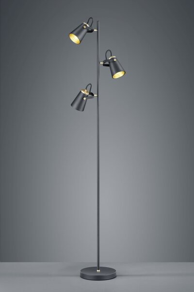 Bewegliche Stehleuchte Metall 160 cm E14 3-flmg Schwarz