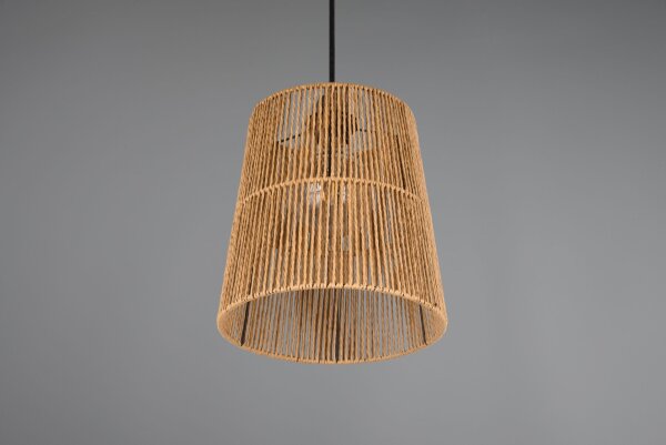 Runde Hängeleuchte Papier Braun E27 Ø24 cm wohnlich