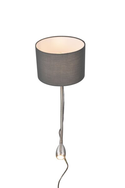 Wandlampe mit Schalter Stoff Metall E14 LED Nickel Grau