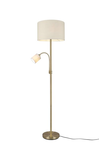Stehleuchte Stoffschirme 170 cm E27 E14 Messing Creme