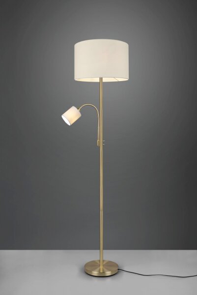 Stehleuchte Stoffschirme 170 cm E27 E14 Messing Creme