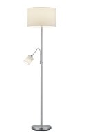 Stehlampe Stoff Metall 170 cm hoch E27 E14 Nickel Weiß