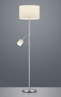 Stehlampe Stoff Metall 170 cm hoch E27 E14 Nickel Weiß