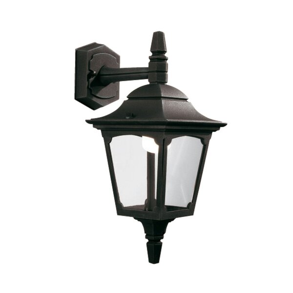Außenwandleuchte Schwarz Alu Glas IP44 E27 B:17 cm Hof