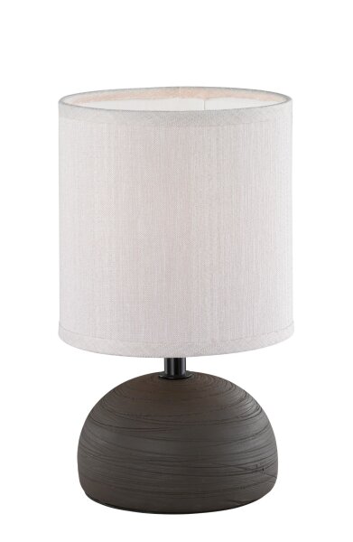 Tischleuchte Stoff Keramik E14 23 cm Braun Cappuccino