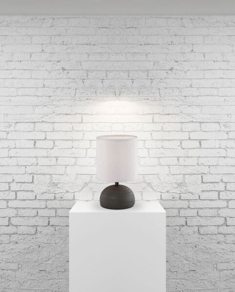 Tischleuchte Stoff Keramik E14 23 cm Braun Cappuccino