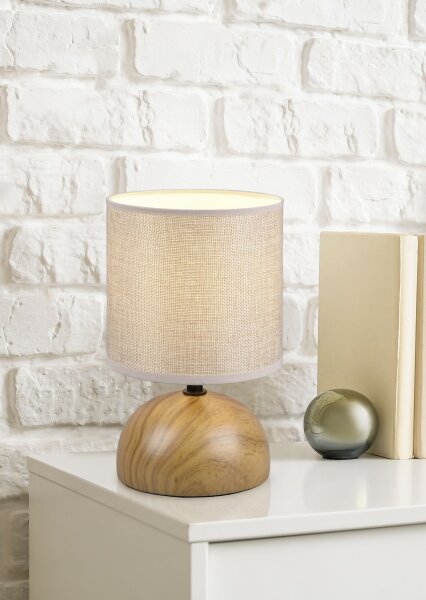 Tischlampe Stoff blendarm Keramik E14 23 cm Natur Beige