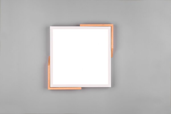 LED Deckenlampe Holz 3000 K B:31,5 cm Weiß Natur eckig
