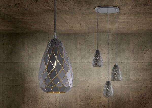 Geometrische Pendelleuchte Metall Anthrazit E27 Ø15 cm