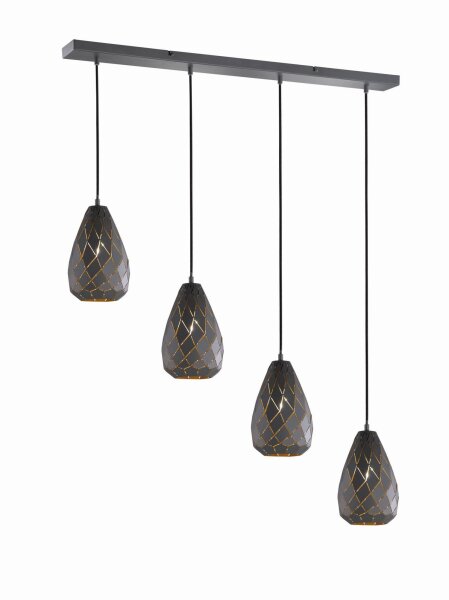Geometrische Hängelampe Metall Anthrazit E27 90 cm lang