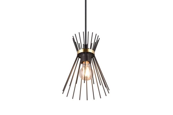 Dekorative Pendelleuchte Schwarz Gold E27 Ø20 cm rund