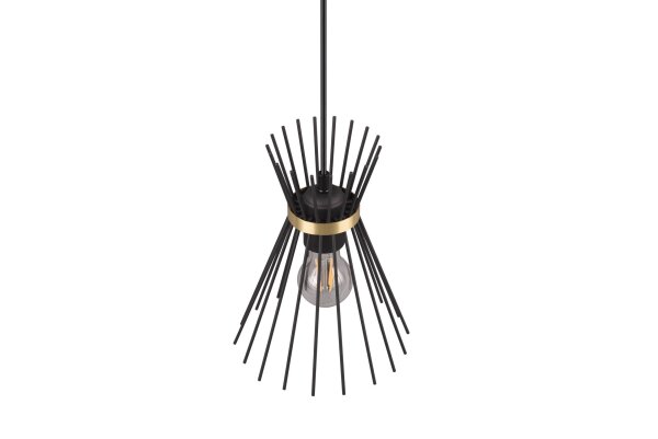Dekorative Pendelleuchte Schwarz Gold E27 Ø20 cm rund