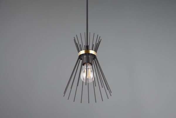 Dekorative Pendelleuchte Schwarz Gold E27 Ø20 cm rund