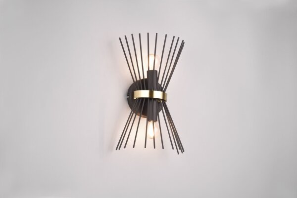 Dekorative Wandleuchte Schwarz Gold E27 H:31 cm 2-flmg