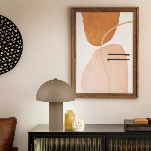 Stylische Tischlampe Taupe Metall E14 32,5 cm Sterne