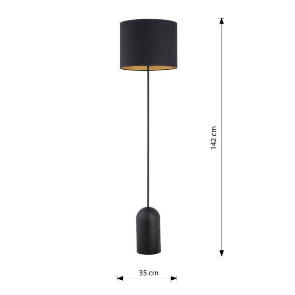 Stehleuchte Metall Stoff 142 cm in Schwarz Gold E27