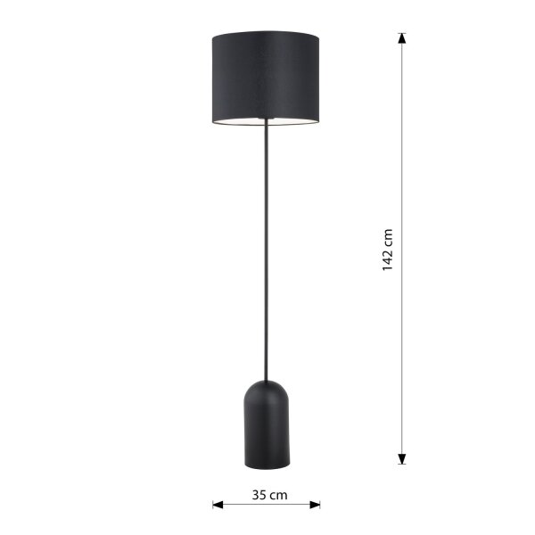 Stehlampe Metall Stoff 142 cm hoch Schwarz Weiß E27 CLARA