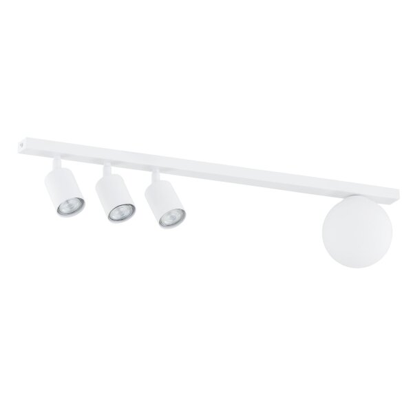 Deckenspot Glas Metall 70 cm lang Weiß 3x GU10 + E14
