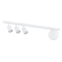 Deckenspot Glas Metall 70 cm lang Weiß 3x GU10 + E14