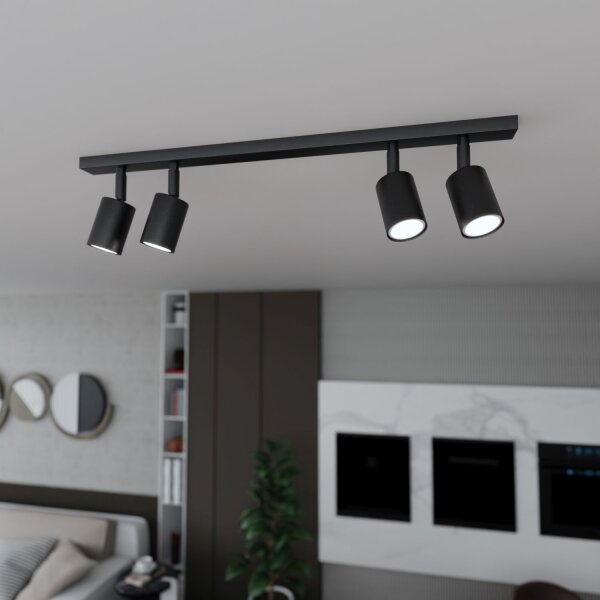 Deckenspot Metall Schwarz L: 70 cm schwenkbar GU10 4-flammig
