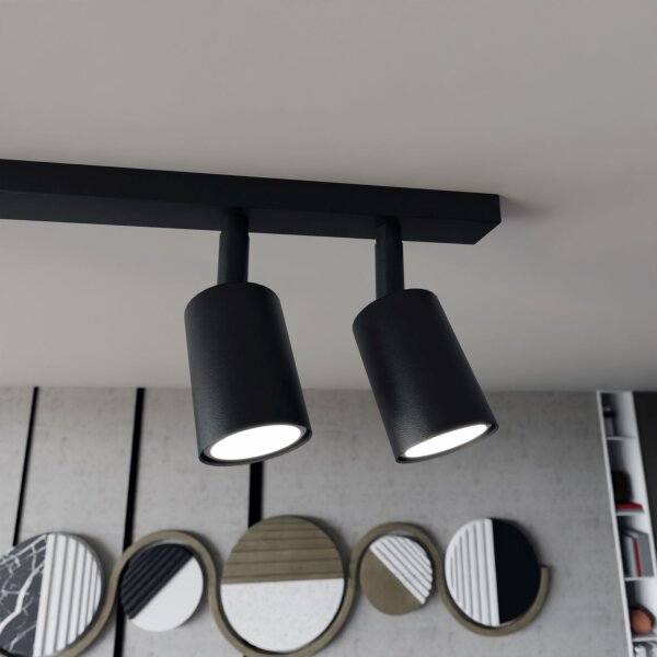Deckenspot Metall Schwarz L: 70 cm schwenkbar GU10 4-flammig