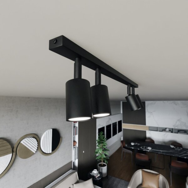 Deckenspot Metall Schwarz L: 70 cm schwenkbar GU10 4-flammig
